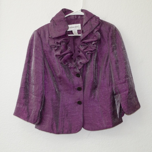 Victor Costa Jackets & Blazers - Vintage Victor Costa Metallic Purple Blazer 8